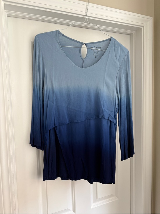 Chico's Tops - Chico’s Blue Layered Ombré Top Women’s Medium Flowy Beach Vacation Summer